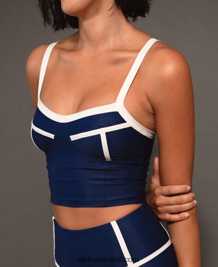 mulheres costela de seta superior - topo azul Alohas 4P88ZX781 Azul marinho