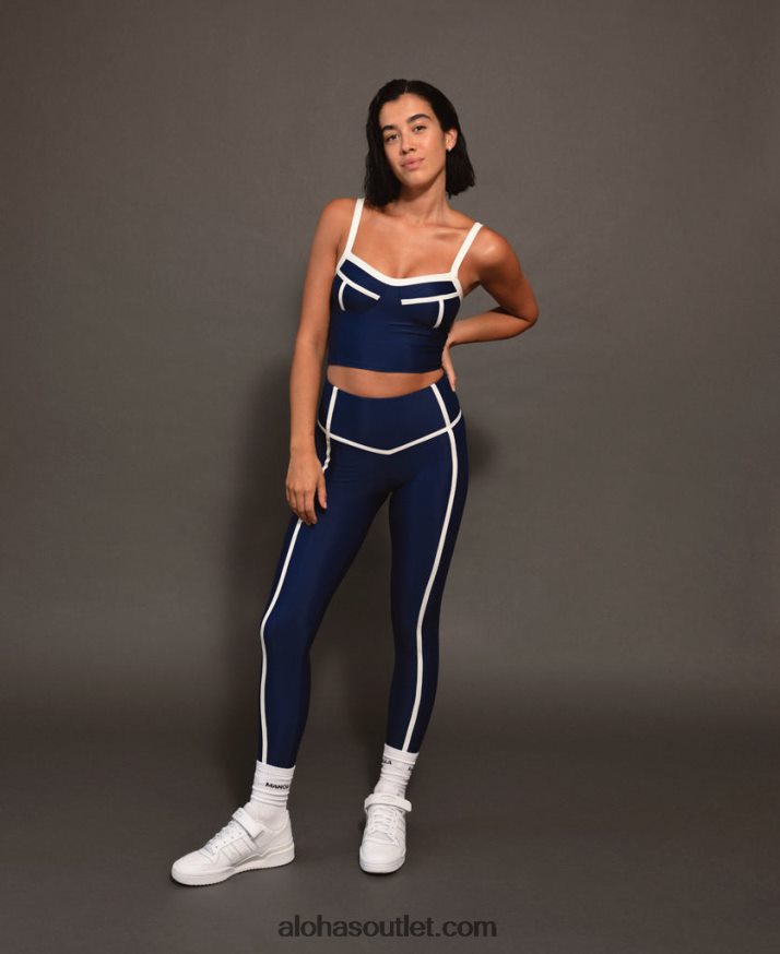 mulheres costela de seta superior - topo azul Alohas 4P88ZX781 Azul marinho