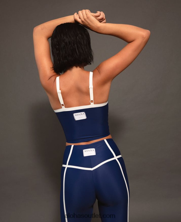 mulheres costela de seta superior - topo azul Alohas 4P88ZX781 Azul marinho