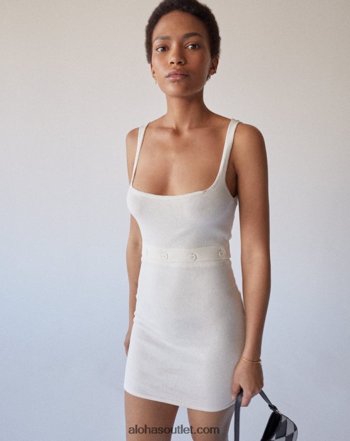 mulheres botões prontos - vestido de malha branco Alohas 4P88ZX859 marfim