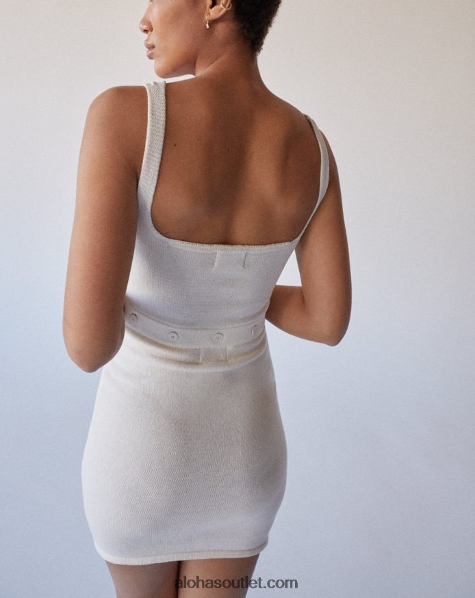 mulheres botões prontos - vestido de malha branco Alohas 4P88ZX859 marfim