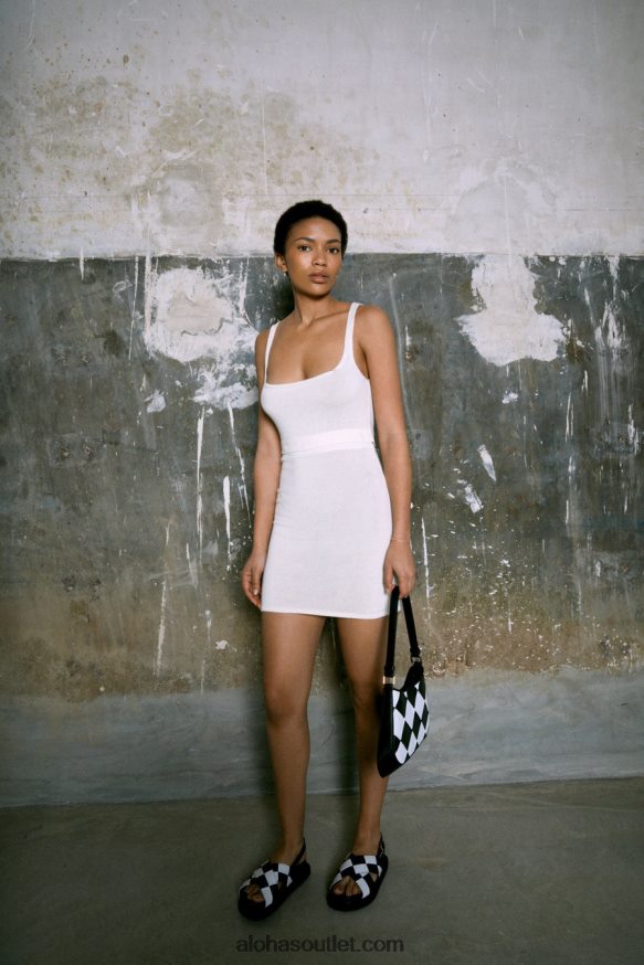 mulheres botões prontos - vestido de malha branco Alohas 4P88ZX859 marfim