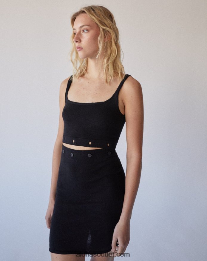 mulheres botões prontos - vestido de malha preto Alohas 4P88ZX860 preto