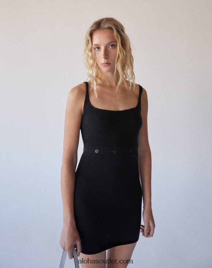 mulheres botões prontos - vestido de malha preto Alohas 4P88ZX860 preto