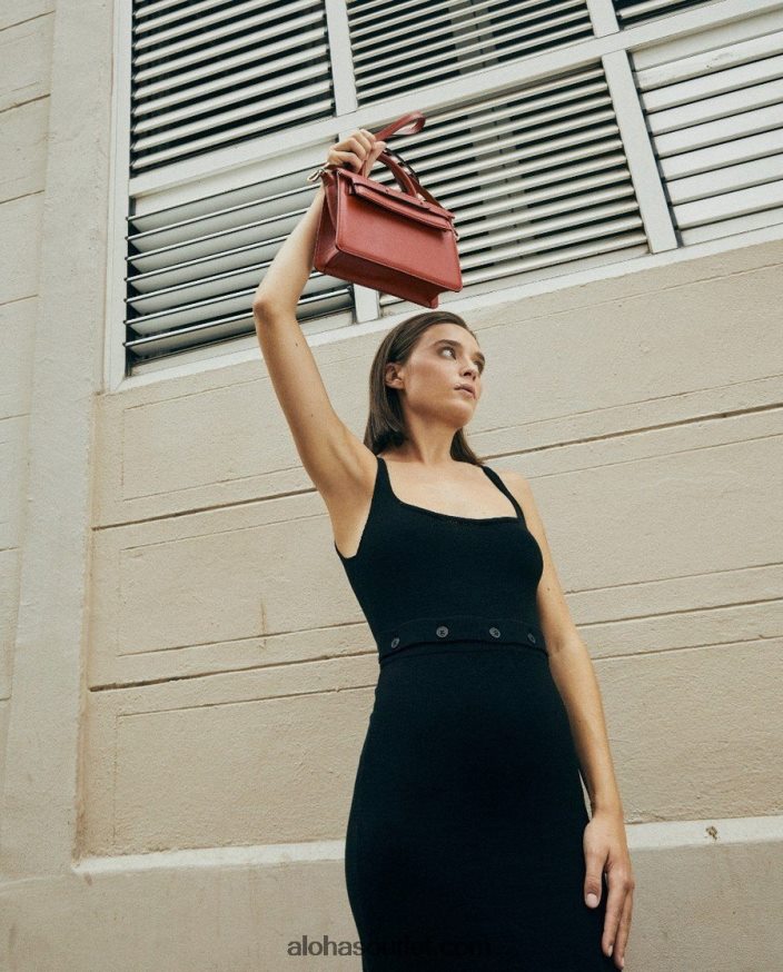 mulheres botões prontos - vestido de malha preto Alohas 4P88ZX860 preto
