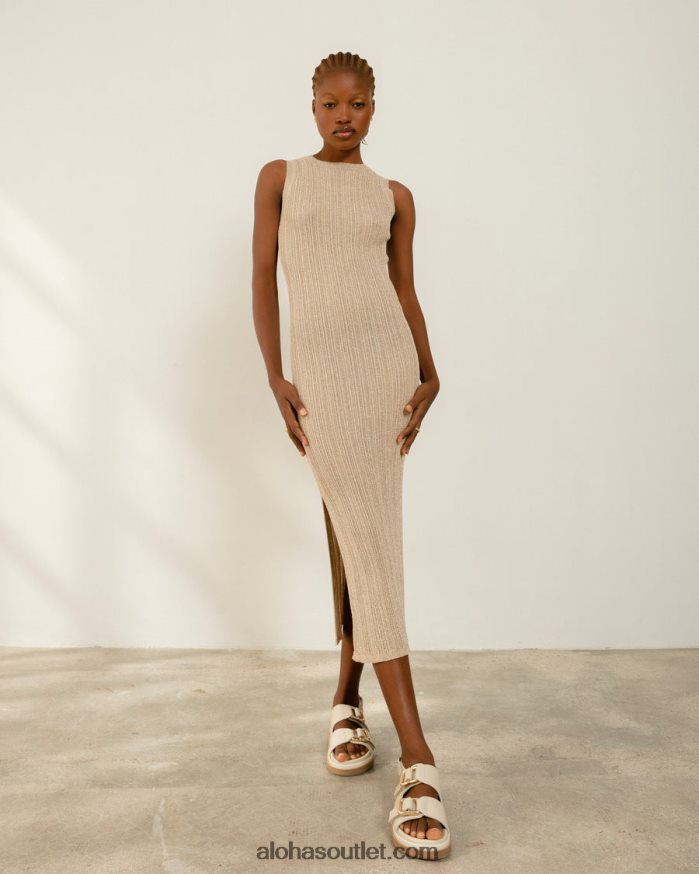 mulheres breezy glim - vestido de malha branco Alohas 4P88ZX616 marfim brilhante