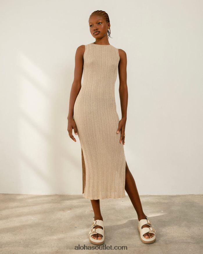 mulheres breezy glim - vestido de malha branco Alohas 4P88ZX616 marfim brilhante