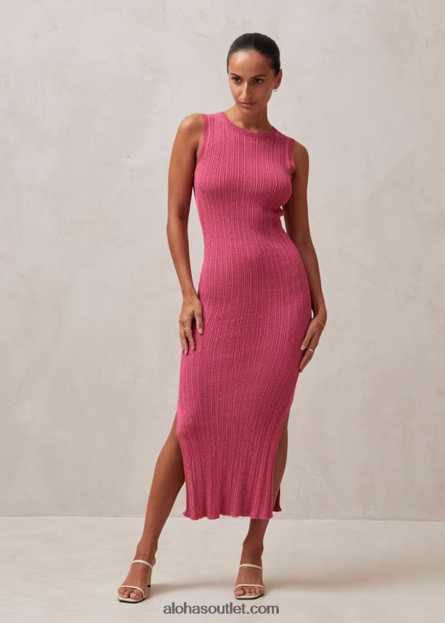 mulheres breezy glim - vestido de malha rosa Alohas 4P88ZX615 brilho magenta