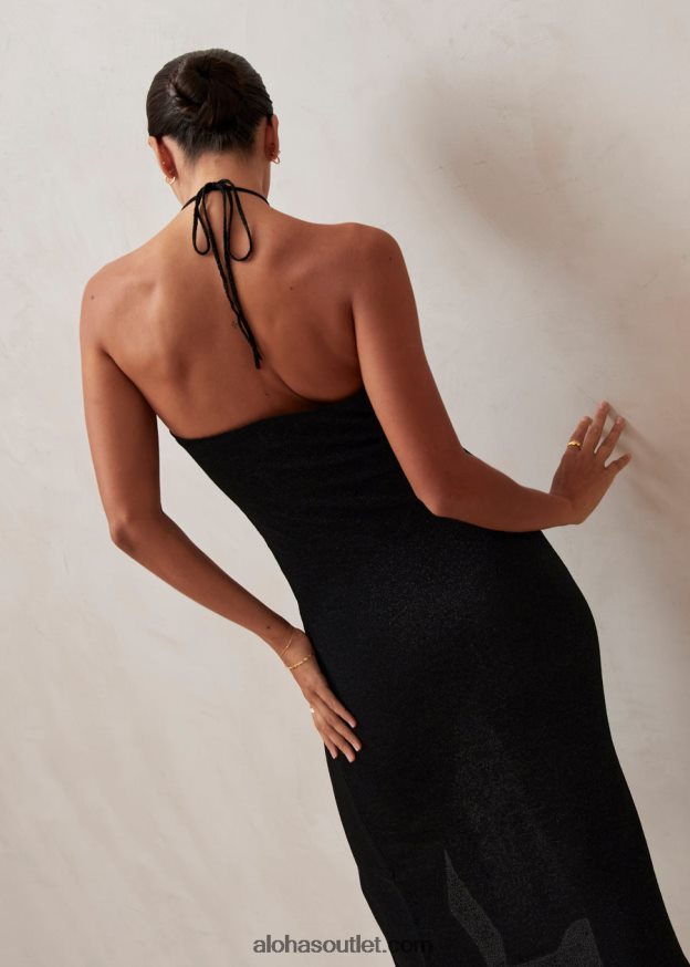 mulheres dancefloor glim - vestido de malha preto Alohas 4P88ZX803 preto brilhante