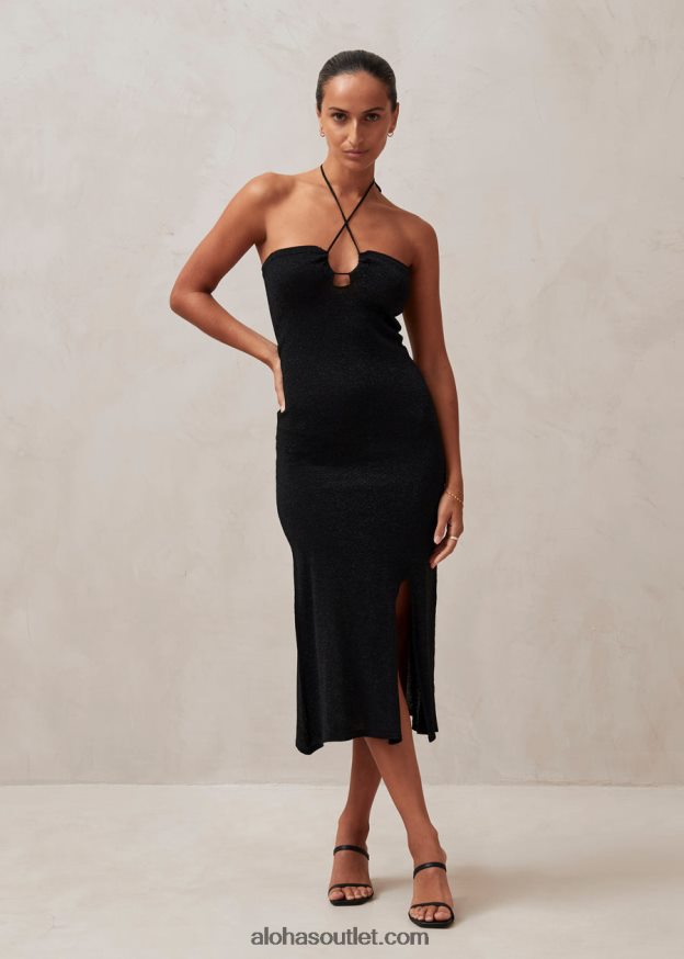 mulheres dancefloor glim - vestido de malha preto Alohas 4P88ZX803 preto brilhante