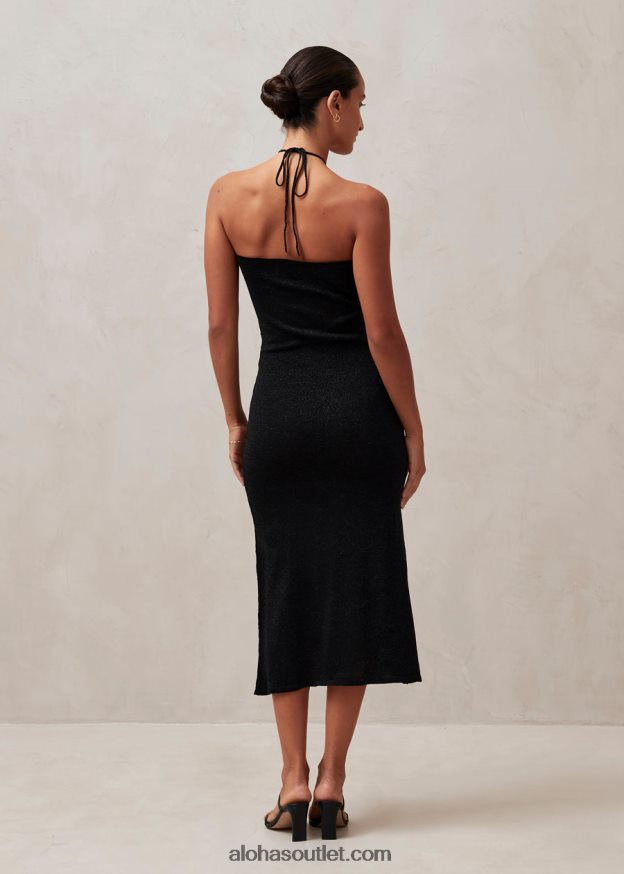 mulheres dancefloor glim - vestido de malha preto Alohas 4P88ZX803 preto brilhante