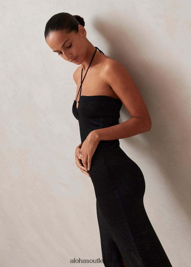 mulheres dancefloor glim - vestido de malha preto Alohas 4P88ZX803 preto brilhante