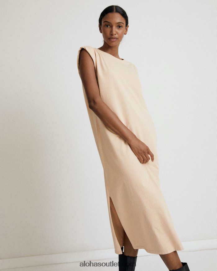 mulheres lossy - vestido de algodão bege Alohas 4P88ZX912 amêndoa torrada bege