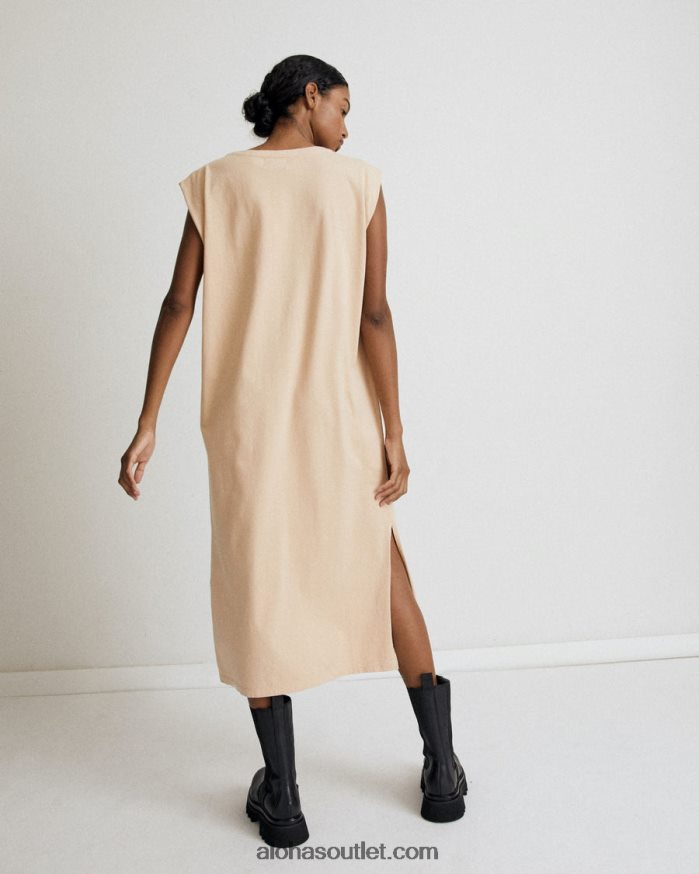 mulheres lossy - vestido de algodão bege Alohas 4P88ZX912 amêndoa torrada bege