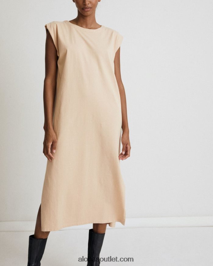 mulheres lossy - vestido de algodão bege Alohas 4P88ZX912 amêndoa torrada bege