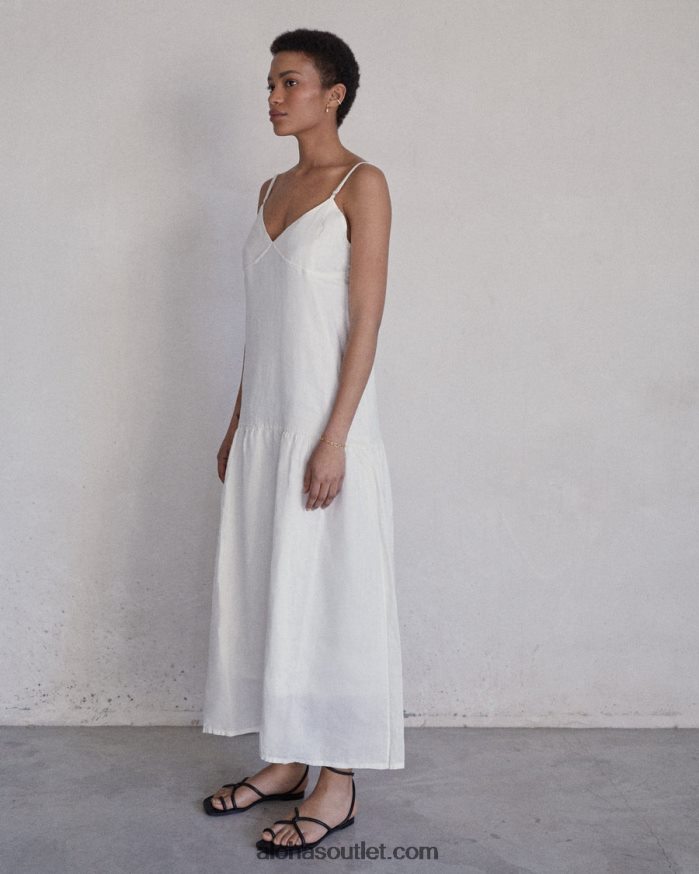 mulheres naturalista - vestido de linho branco Alohas 4P88ZX946 off white