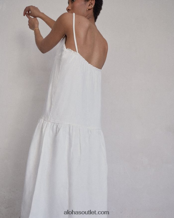 mulheres naturalista - vestido de linho branco Alohas 4P88ZX946 off white