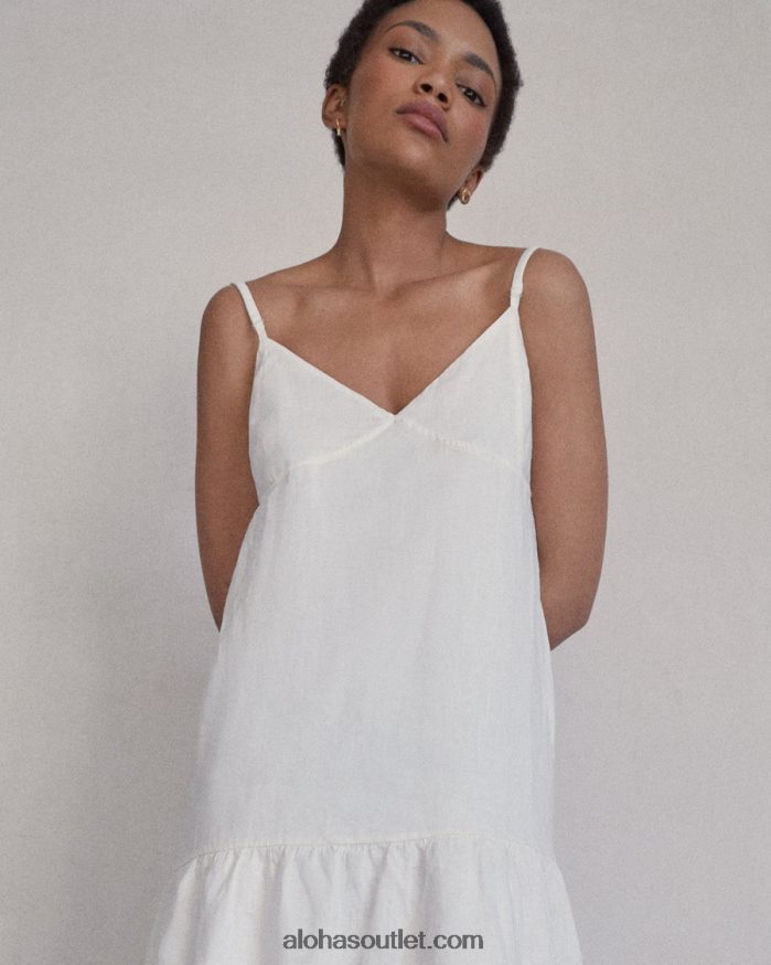 mulheres naturalista - vestido de linho branco Alohas 4P88ZX946 off white