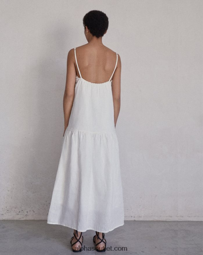 mulheres naturalista - vestido de linho branco Alohas 4P88ZX946 off white