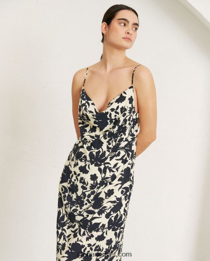 mulheres sauvage - vestido preto e branco Alohas 4P88ZX704 jardim preto branco