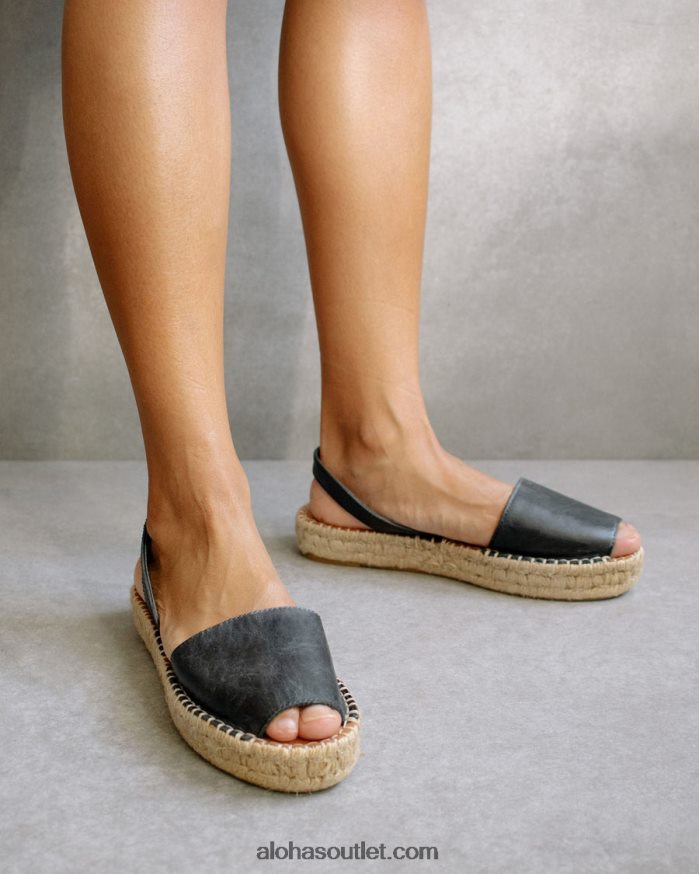 mulheres ibizas - alpargatas de couro preto Alohas 4P88ZX409 preto