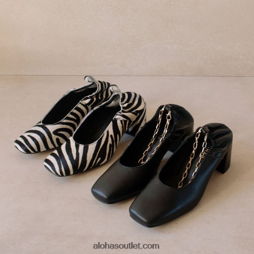 mulheres agente safari - bombas de couro preto e branco Alohas 4P88ZX348 safári impressão preto e branco