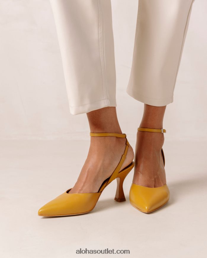 mulheres cinderela - scarpins de couro amarelo Alohas 4P88ZX86 calêndula amarela