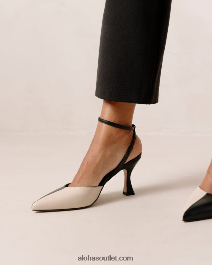 mulheres cinderela - scarpins de couro preto e branco Alohas 4P88ZX82 marfim negro