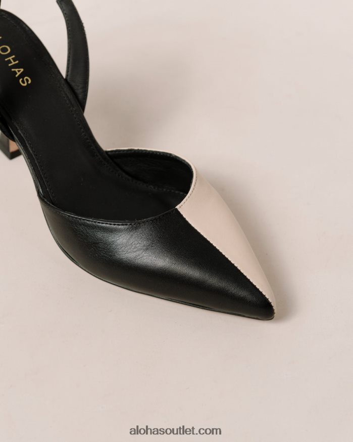 mulheres cinderela - scarpins de couro preto e branco Alohas 4P88ZX82 marfim negro
