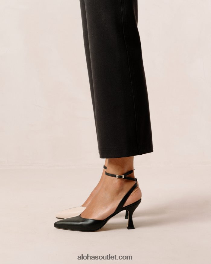 mulheres cinderela - scarpins de couro preto e branco Alohas 4P88ZX82 marfim negro