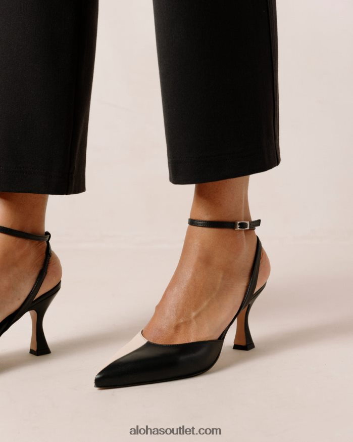 mulheres cinderela - scarpins de couro preto e branco Alohas 4P88ZX82 marfim negro
