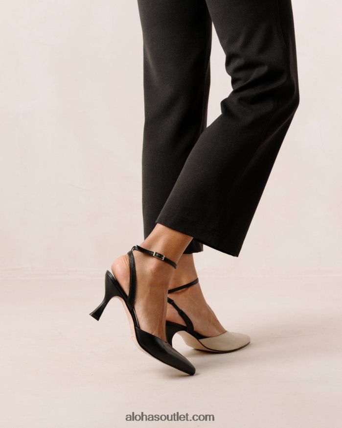mulheres cinderela - scarpins de couro preto e branco Alohas 4P88ZX82 marfim negro
