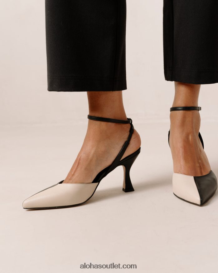mulheres cinderela - scarpins de couro preto e branco Alohas 4P88ZX82 marfim negro