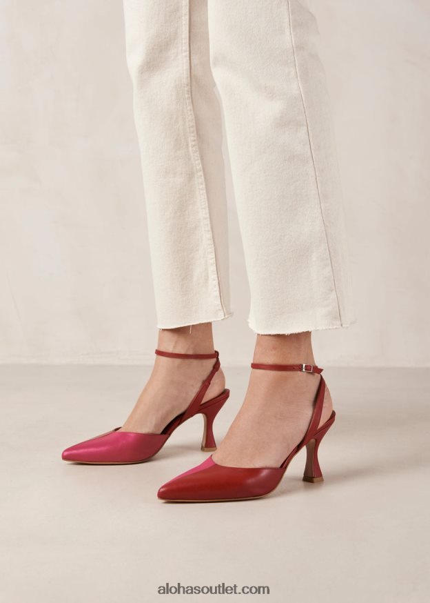 mulheres cinderela - scarpins de couro vermelho e rosa Alohas 4P88ZX80 batom vermelho magenta