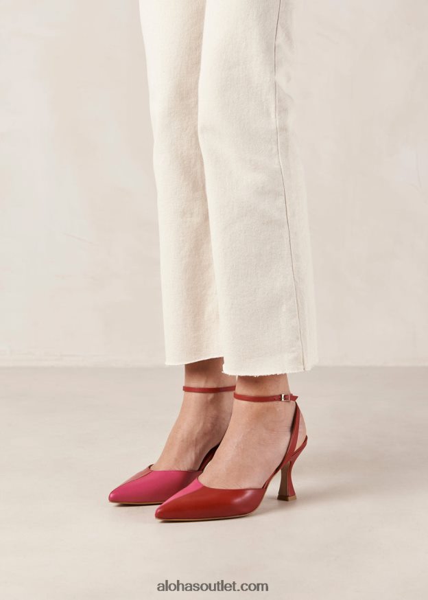 mulheres cinderela - scarpins de couro vermelho e rosa Alohas 4P88ZX80 batom vermelho magenta