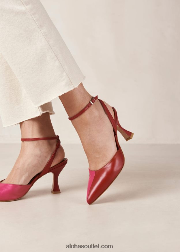 mulheres cinderela - scarpins de couro vermelho e rosa Alohas 4P88ZX80 batom vermelho magenta