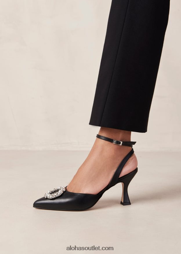mulheres cristal cinderela - scarpins de couro preto Alohas 4P88ZX85 cristal preto