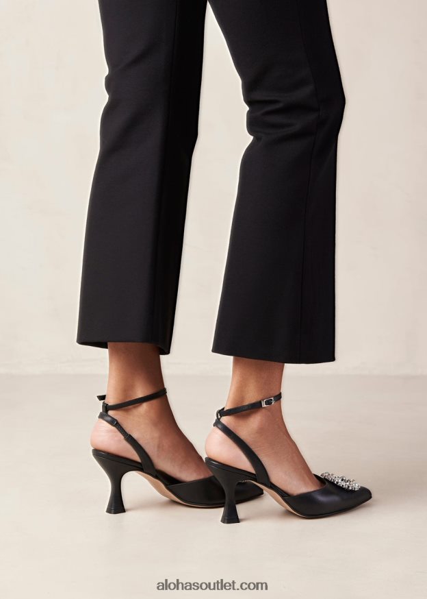 mulheres cristal cinderela - scarpins de couro preto Alohas 4P88ZX85 cristal preto