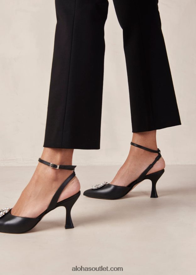 mulheres cristal cinderela - scarpins de couro preto Alohas 4P88ZX85 cristal preto