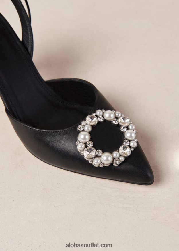 mulheres cristal cinderela - scarpins de couro preto Alohas 4P88ZX85 cristal preto