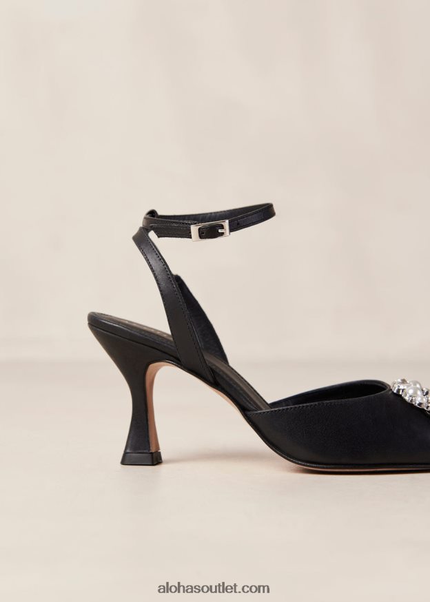 mulheres cristal cinderela - scarpins de couro preto Alohas 4P88ZX85 cristal preto