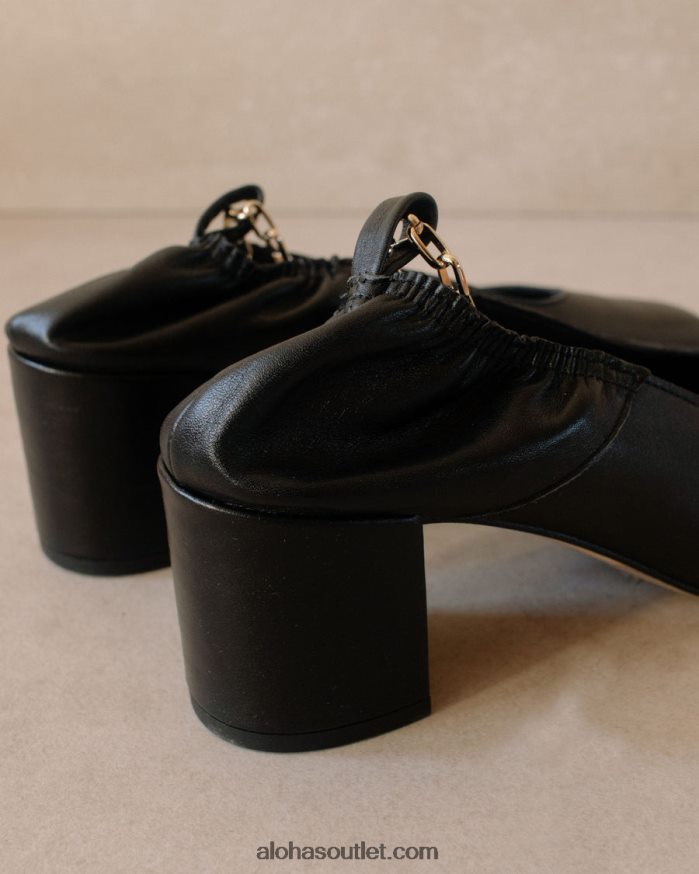 mulheres tornozeleira agente - bombas de couro preto Alohas 4P88ZX349 preto