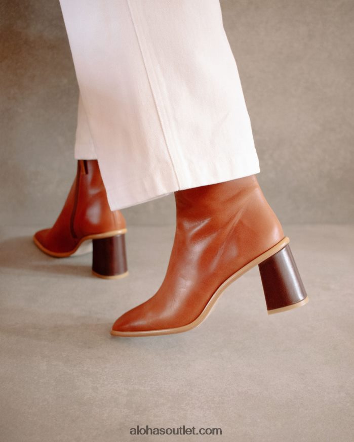 mulheres West Cape vintage - botas de couro marrom Alohas 4P88ZX342 bronzeado