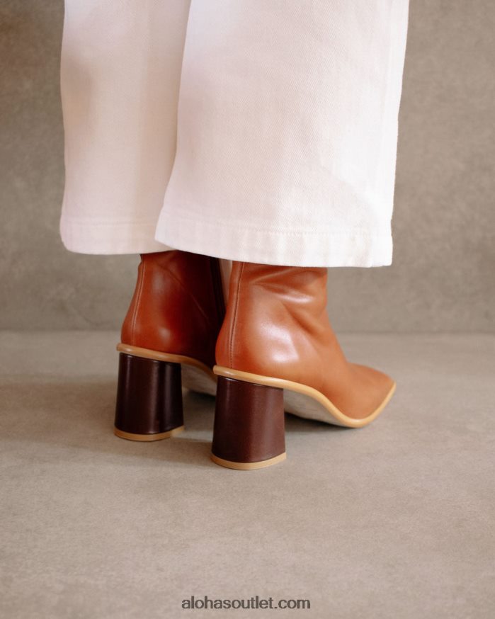 mulheres West Cape vintage - botas de couro marrom Alohas 4P88ZX342 bronzeado