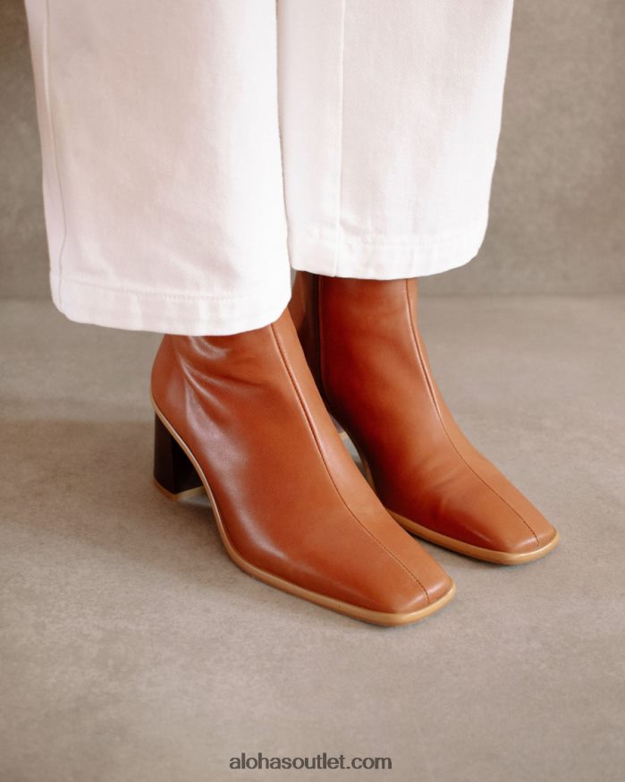 mulheres West Cape vintage - botas de couro marrom Alohas 4P88ZX342 bronzeado