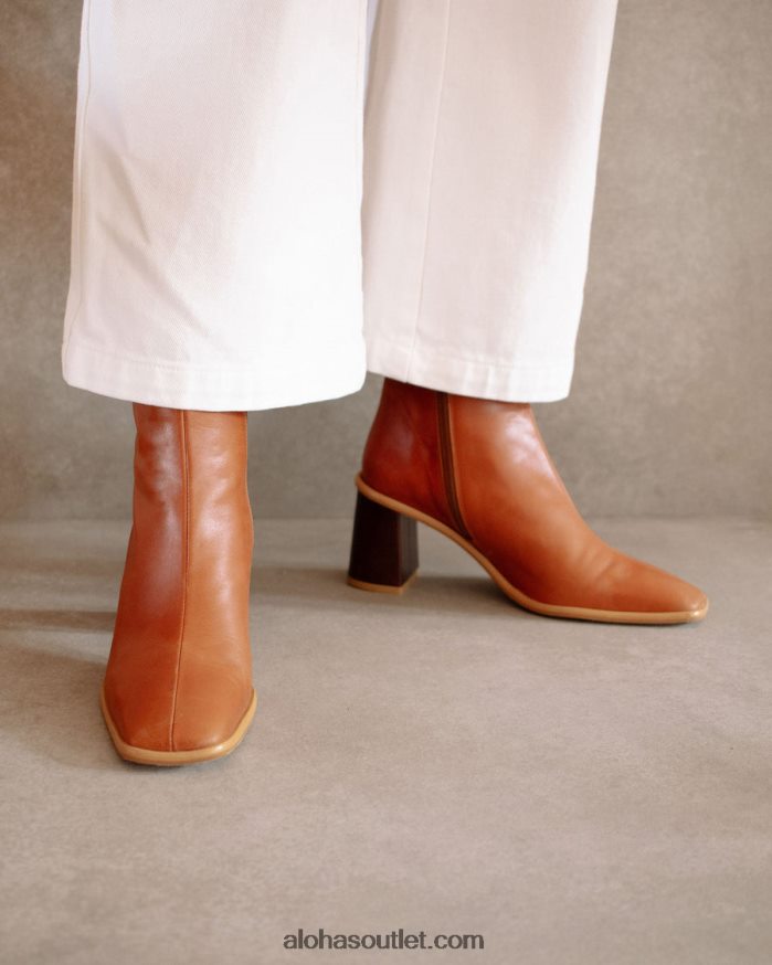 mulheres West Cape vintage - botas de couro marrom Alohas 4P88ZX342 bronzeado