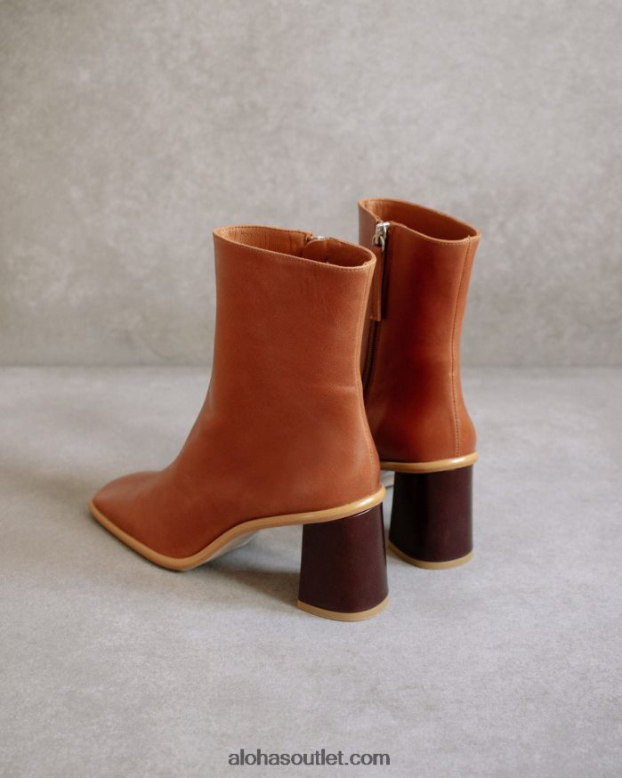 mulheres West Cape vintage - botas de couro marrom Alohas 4P88ZX342 bronzeado