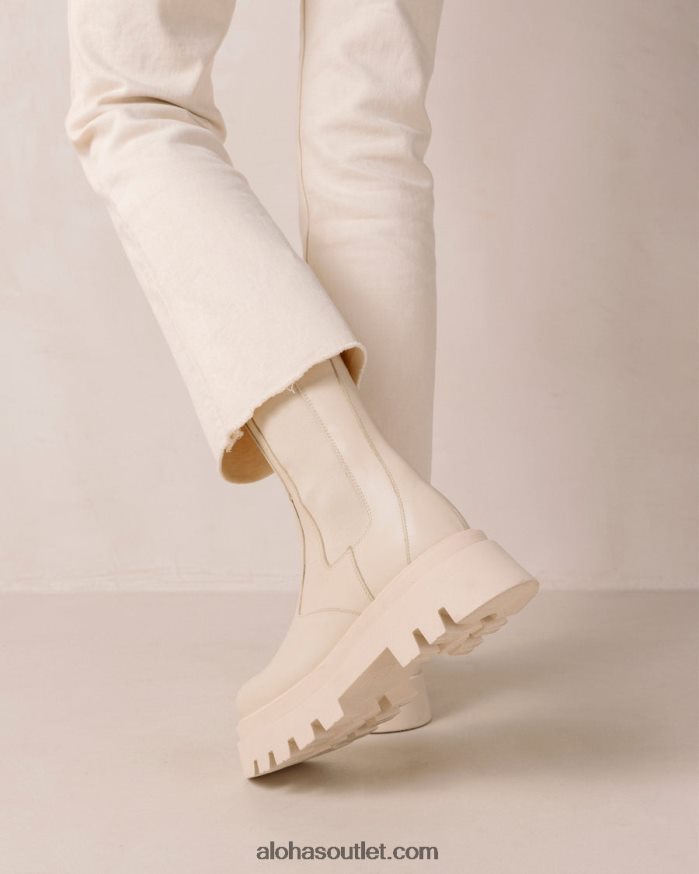 mulheres all rounder - botas de couro branco Alohas 4P88ZX359 marfim