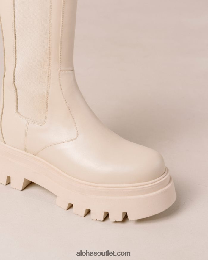 mulheres all rounder - botas de couro branco Alohas 4P88ZX359 marfim