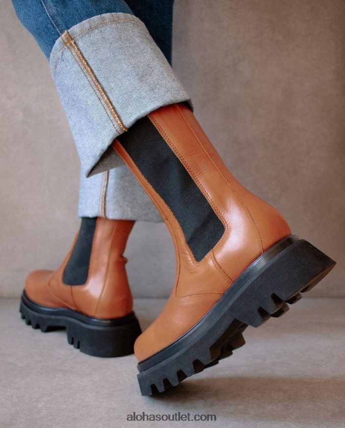 mulheres all rounder - botas de couro marrom Alohas 4P88ZX355 bronzeado
